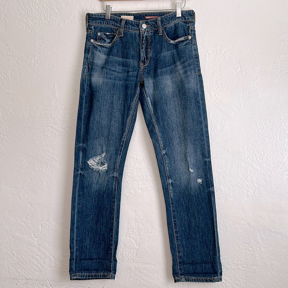 Pilcro Anthropologie distressed slim with holes boyfriend cropped jeans 26